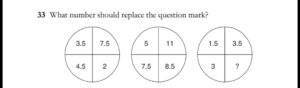 A collection of three circles together containing numbers is shown in the image.
